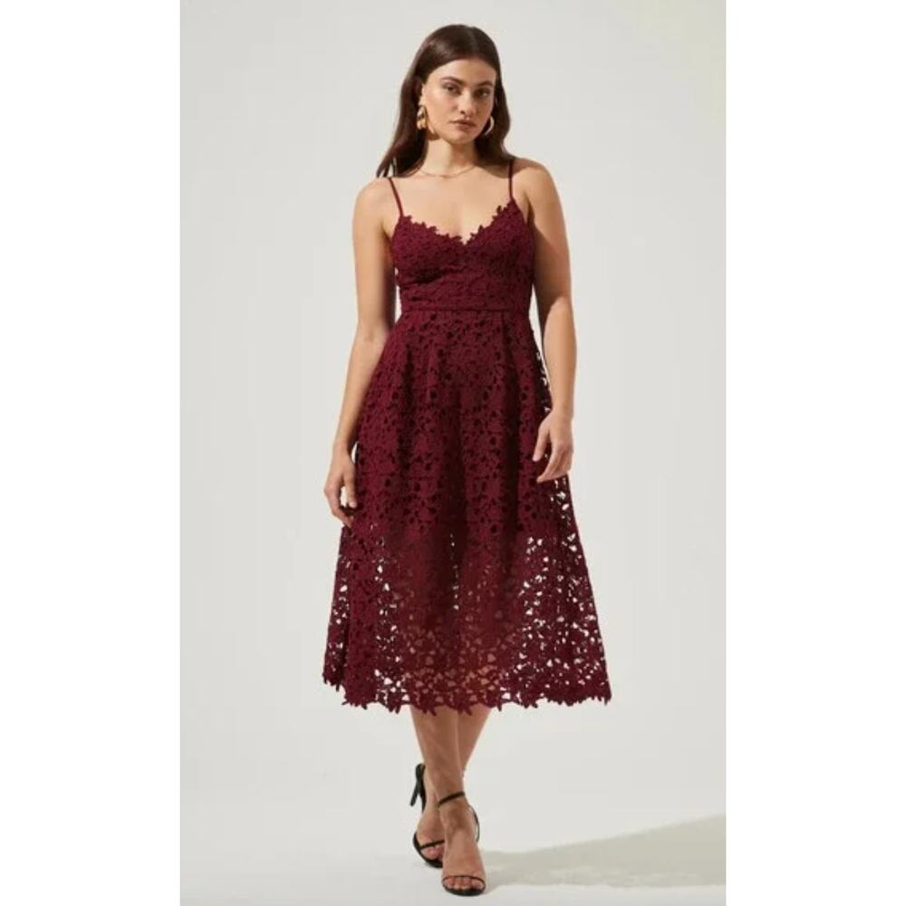 ASTR The Label | Lace Midi Dress | Burgundy Red | Sz M